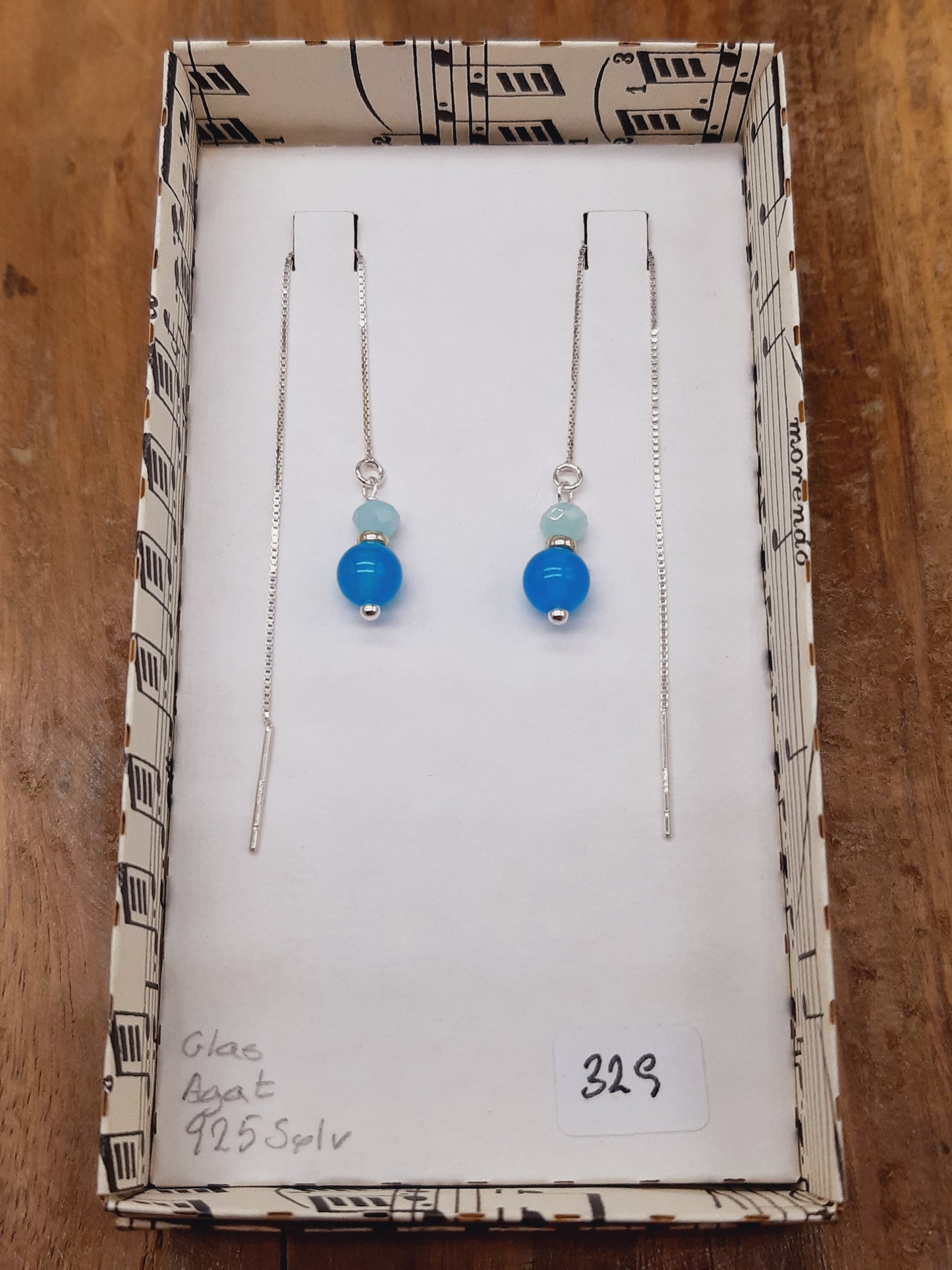 Kongeblå agat og turkis glas tråd