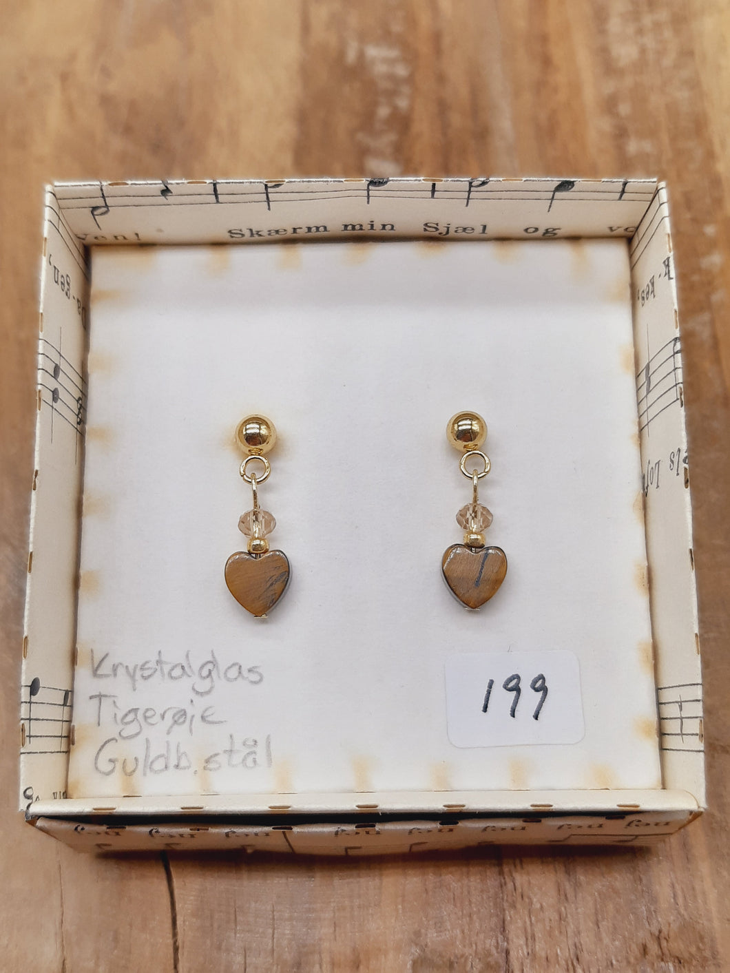 Stikker - Tigerøje hjerte og guld