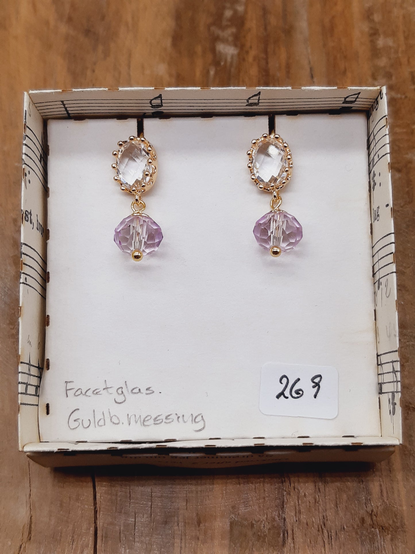 Facetteret krystalglas i glasstikker - flere farver