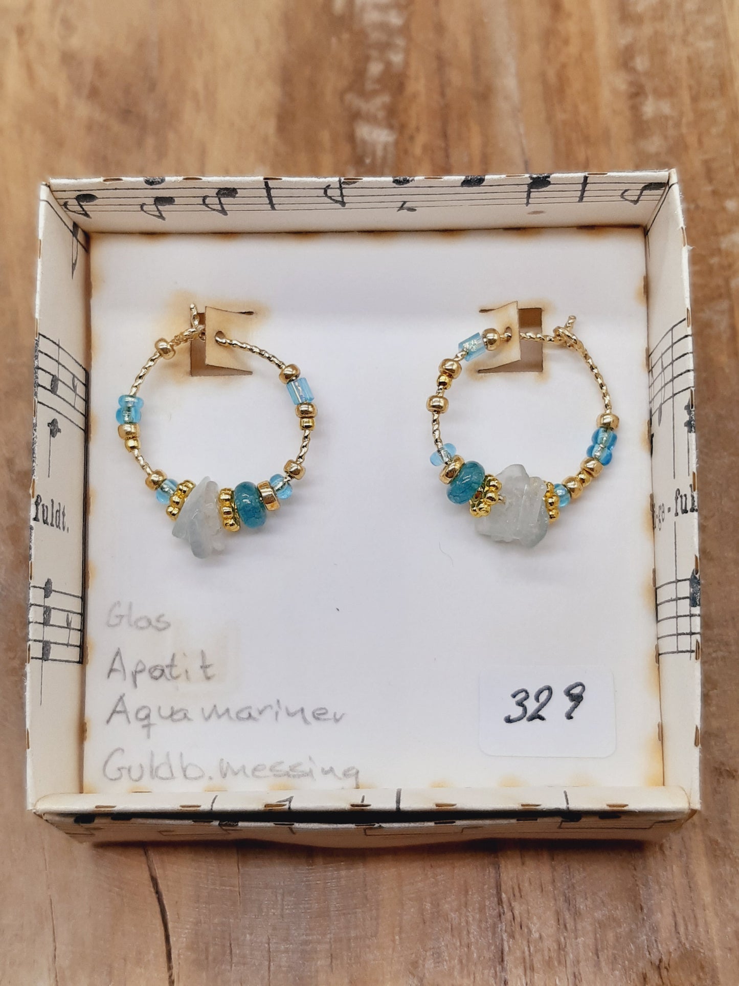 Aqua marin og apatit hoop - to størrelser