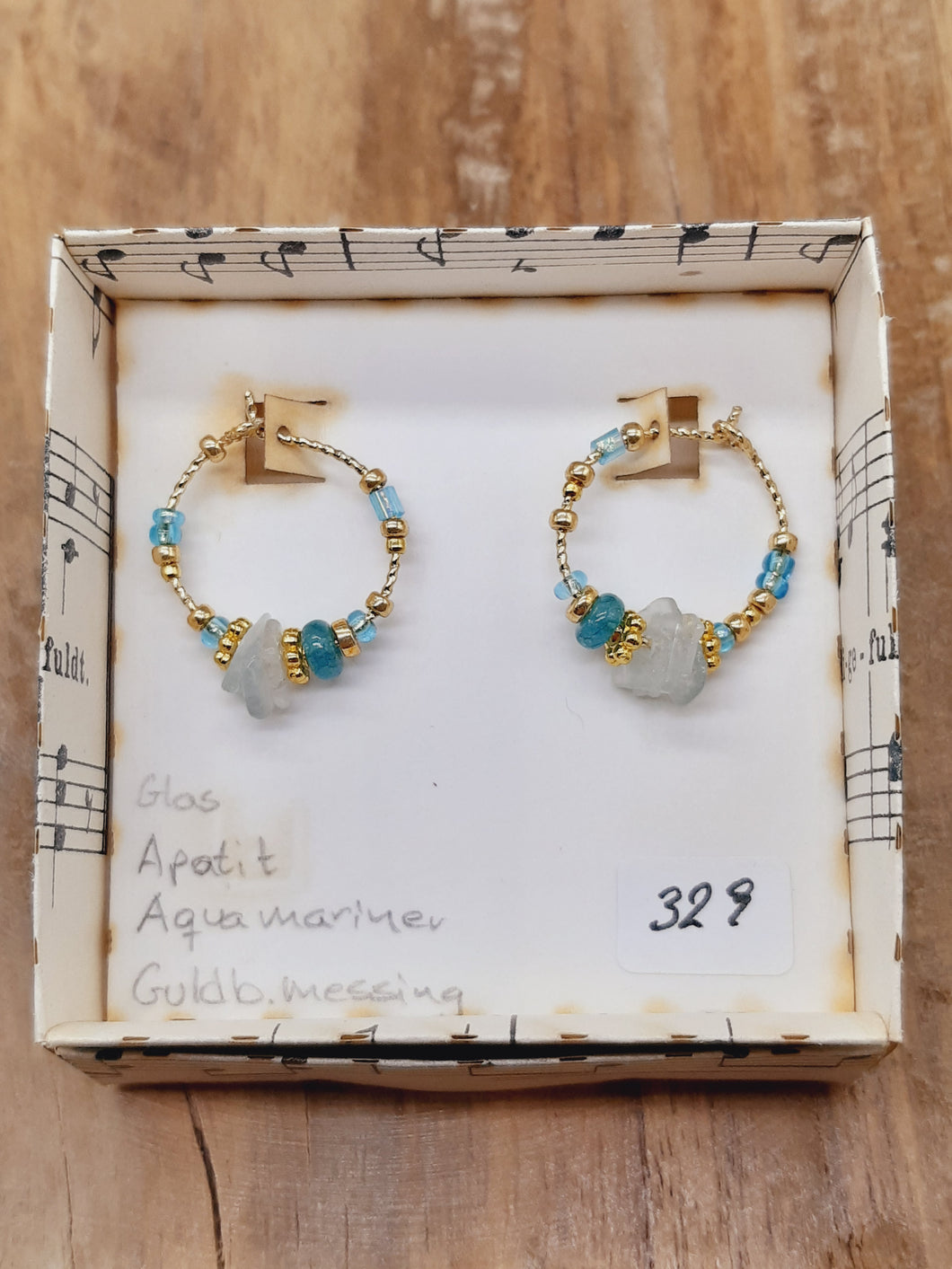 Aqua marin og apatit hoop - to størrelser