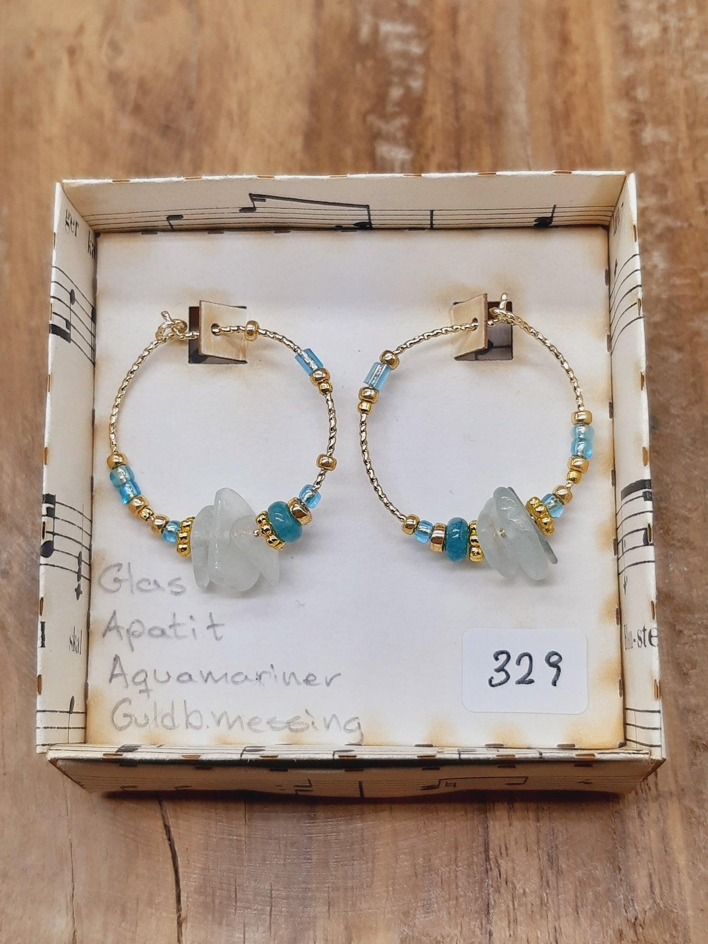 Aqua marin og apatit hoop - to størrelser