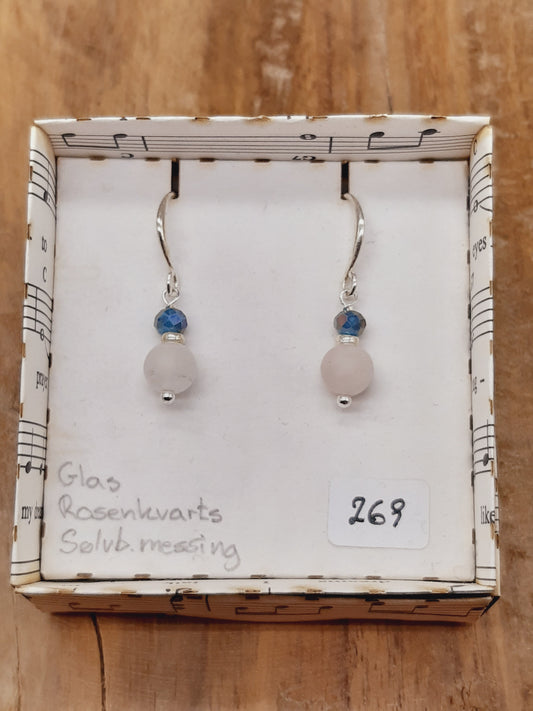 Rosenkvarts og denimblå glas
