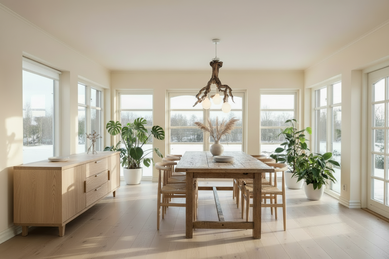 Driftwood loftlampe med fremhævede pærer