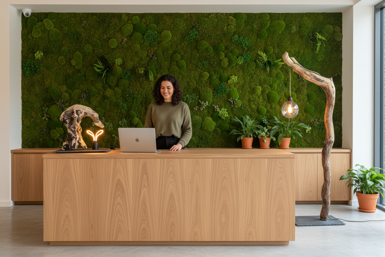 Ommerwood lamper i reception med gulvlampe