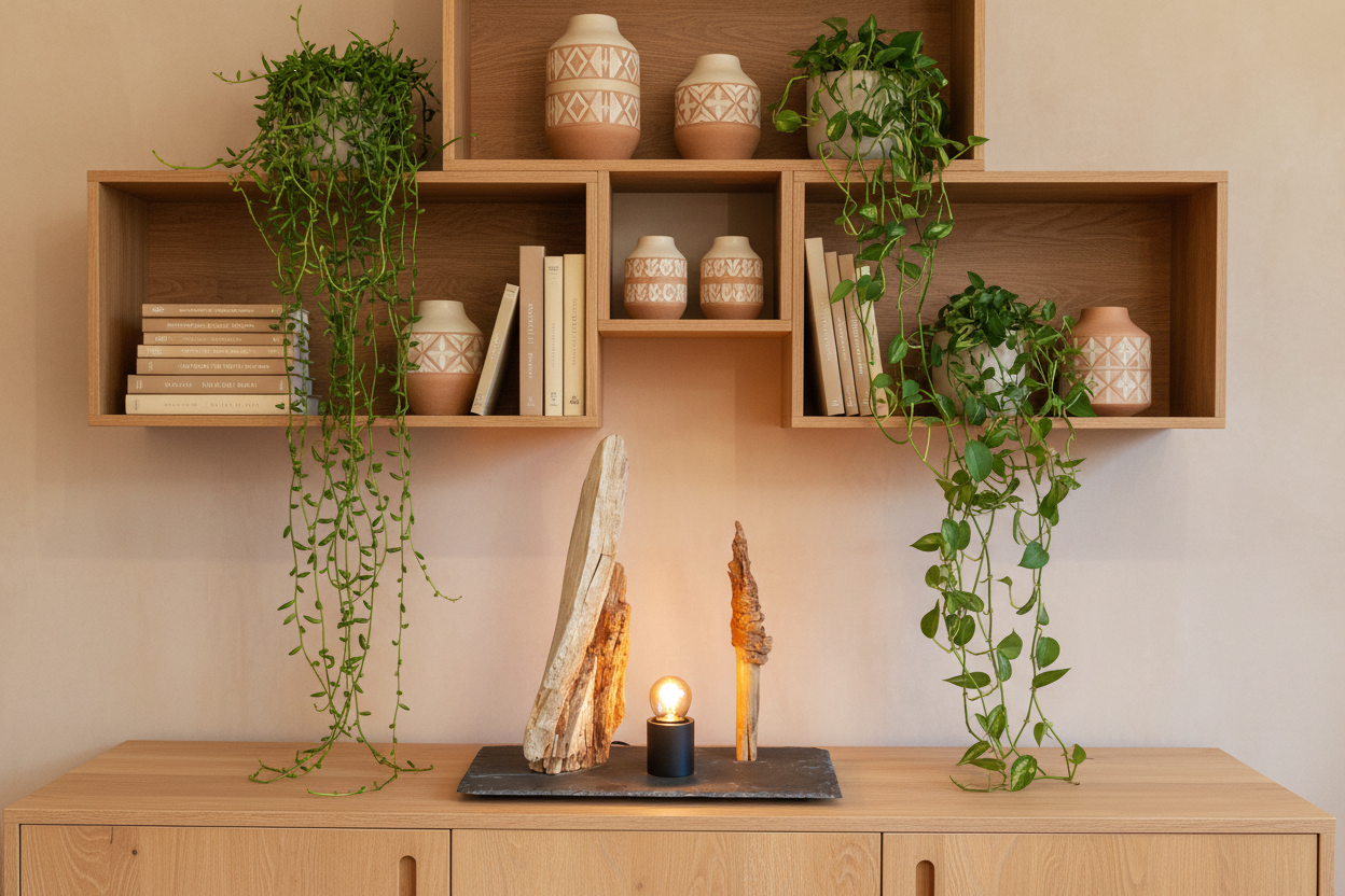 Ommerwood oprindelig skulpturlampe med keramik og planter