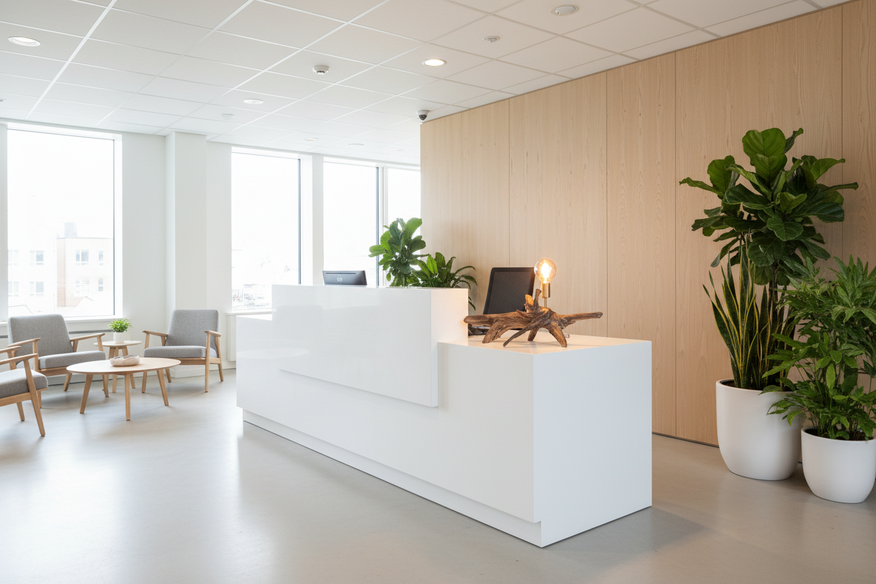 Stjerneformet lampe i virksomhedsreception