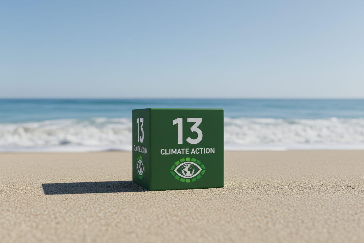 Verdensmål 13 kube på strand